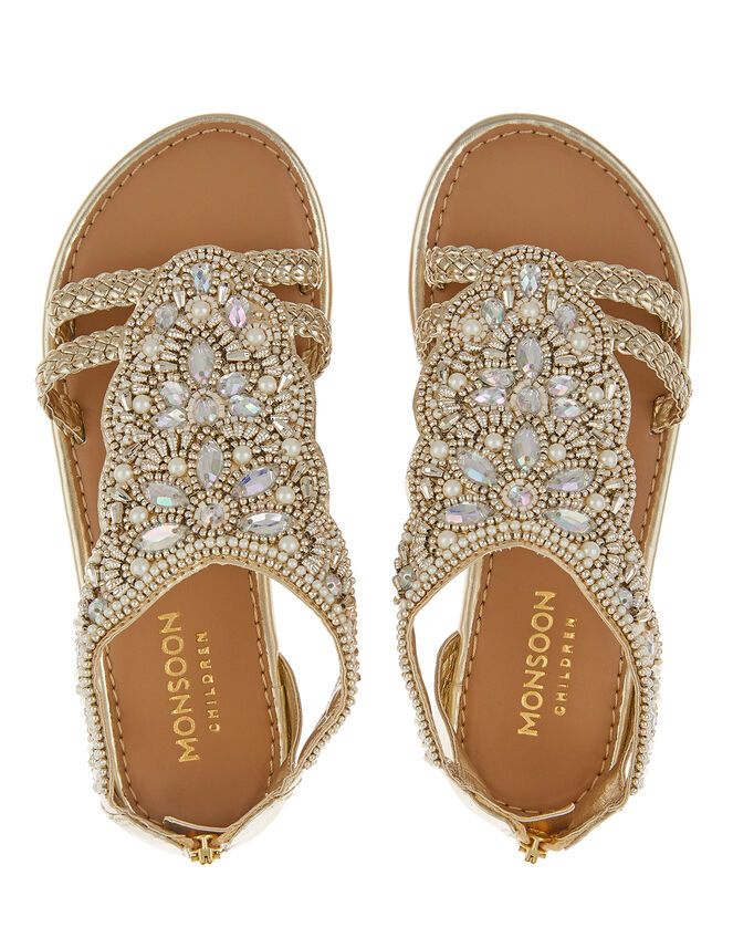 Valencia Bead and Gem Sandals, Gold (GOLD), large