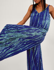 Tie Dye Wide Leg Jumpsuit in LENZING™ ECOVERO™ , Blue (BLUE), large