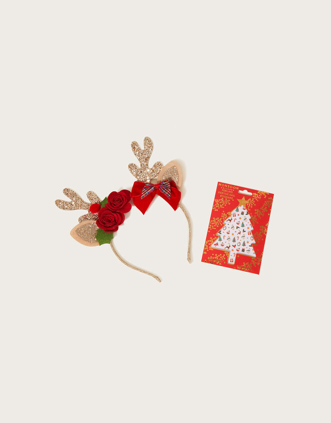 Christmas Reindeer Hairband and Sticker Set, , large
