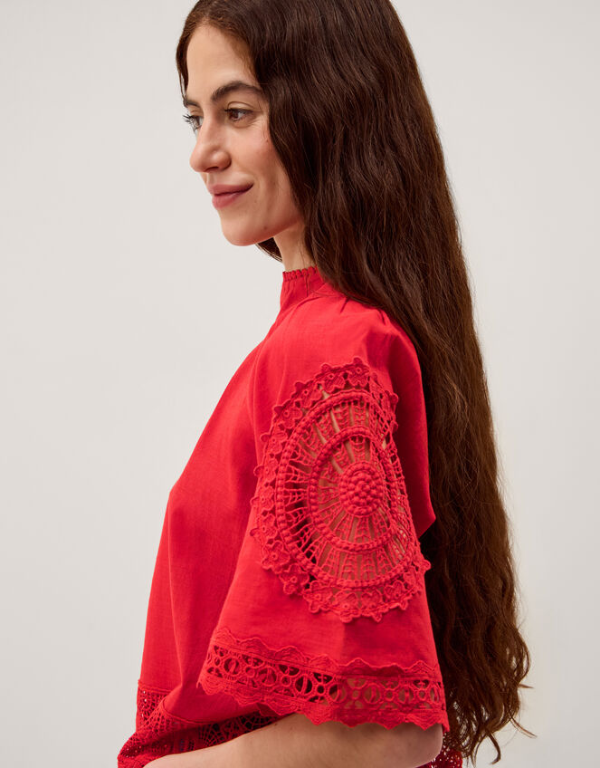 Emory Floral Lace Top, Red (RED), large