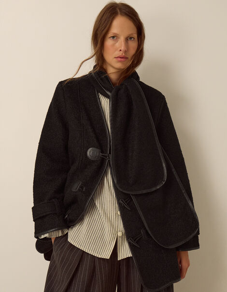 Mae Boucl&eacute; Coat & Scarf, Black (BLACK), large