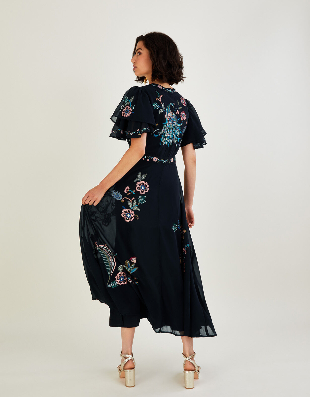 Triss Embroidered Peacock Dress in 