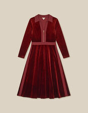 Zeyna Zip Velvet Midi Dress, Cinnamon (CINNAMON), large