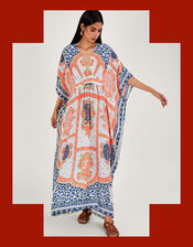 One Hundred Stars Indian Summer Maxi Kaftan, Orange (CORAL), large