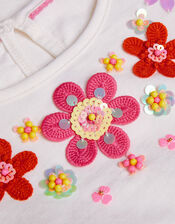 Crochet Gem Detail T-Shirt, Ivory (IVORY), large