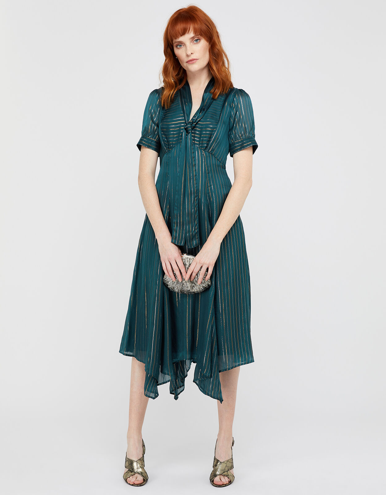 Metallic stripe dress top