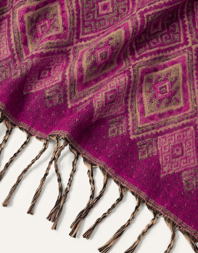 Diamond Jacquard Tassel Scarf, , large