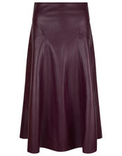 PU Midi Skirt with Recycled Fabric, Purple (PURPLE), large