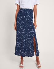 Shiloh Spot Bias Skirt, Blue (NAVY), large