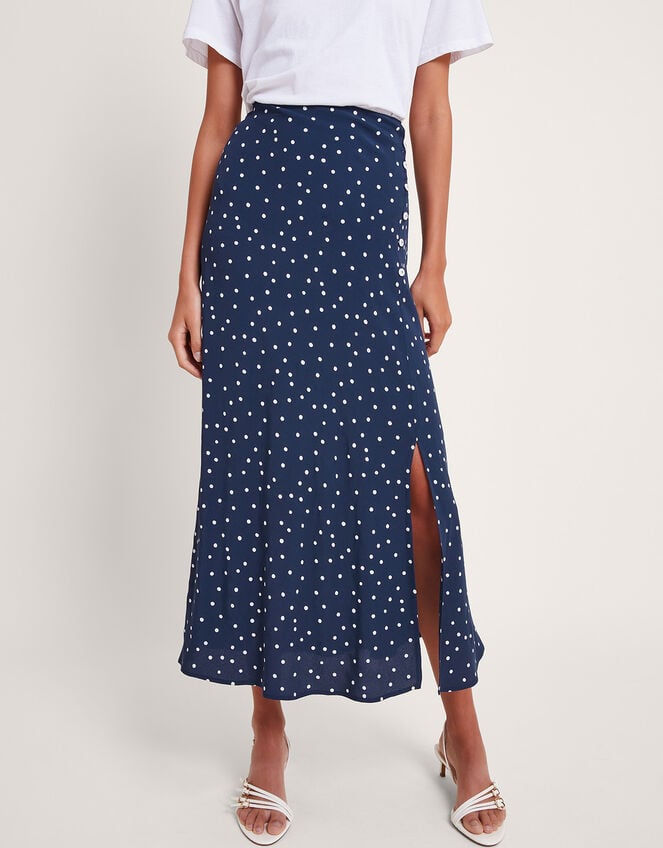 Shiloh Spot Bias Skirt, Blue (NAVY), large