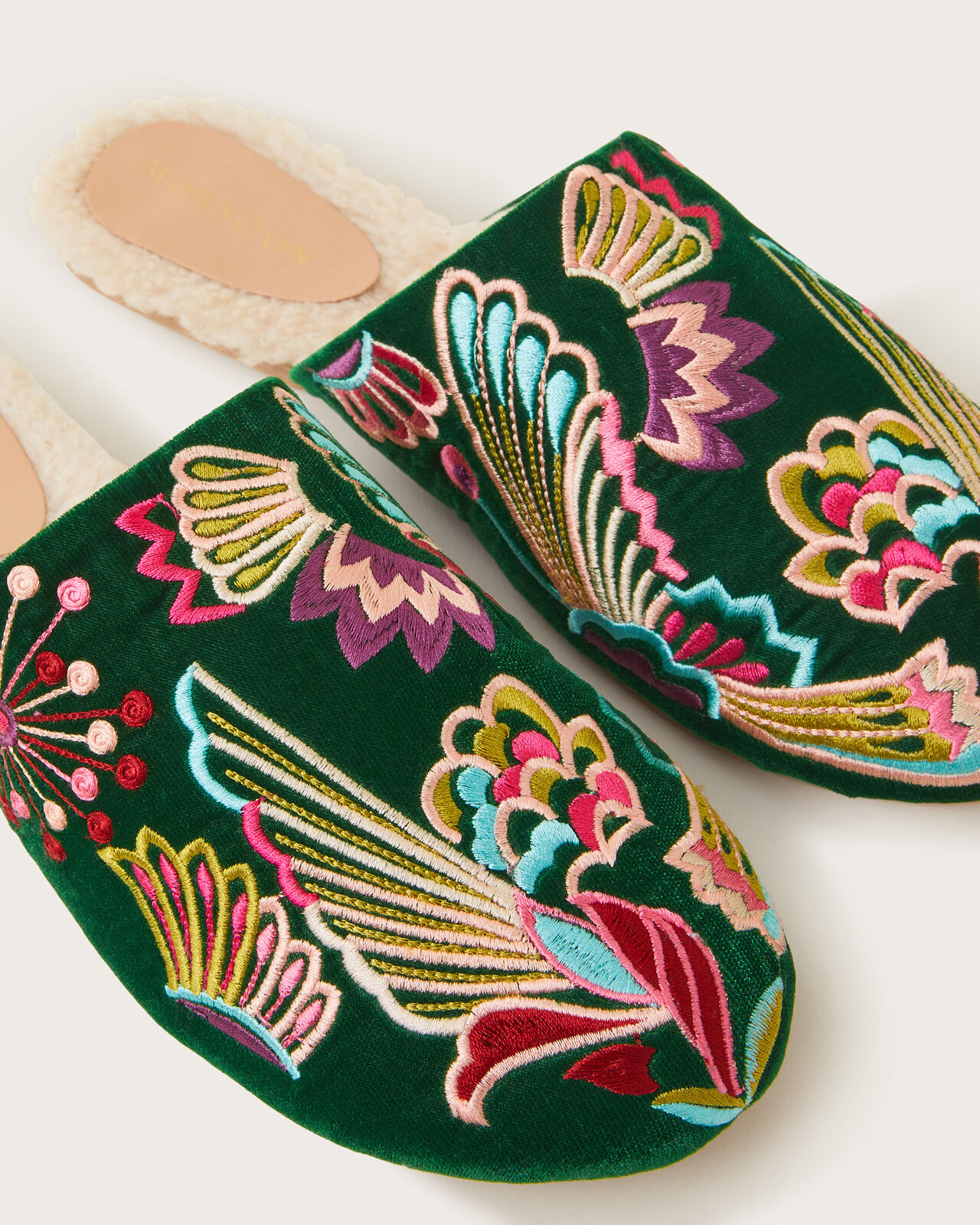 Camilla Bird Embroidered Slippers Green Women s Shoes Monsoon