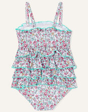 Baby Ditsy Print Ruffle Front Swimsuit, Green (MINT), large