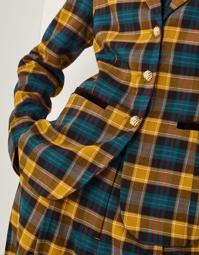 Monsoon x Sarah Corbett-Winder Tartan Blazer, Yellow (YELLOW), large