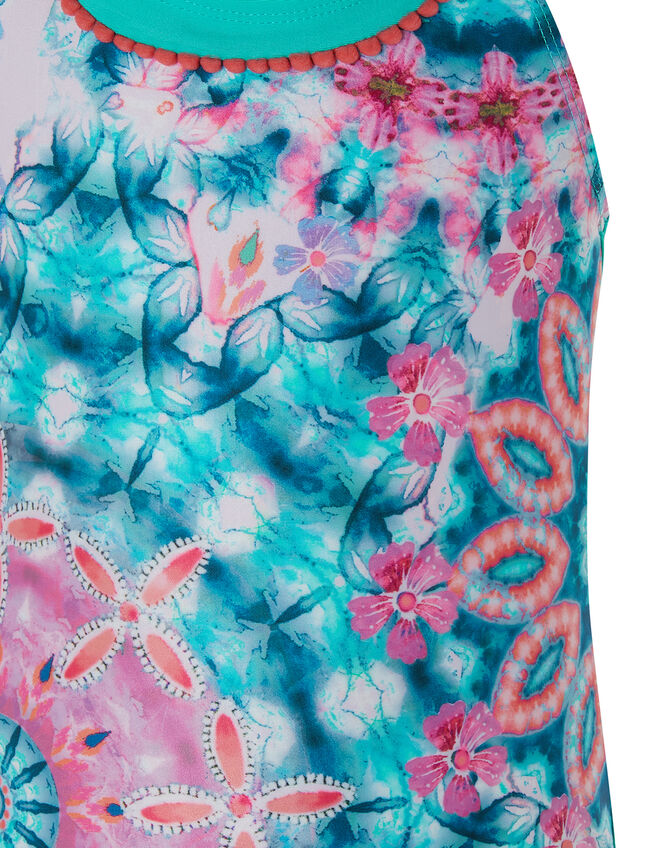 Kit Tie-Dye Floral Halter Swimsuit with Recycled Polyester, Blue (NAVY), large