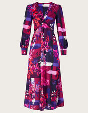 Darcie Satin Print Midi Dress, Pink (PINK), large