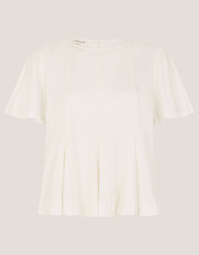 Tate Lace Trim Jersey T-Shirt, White (WHITE), large