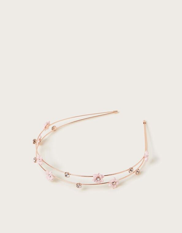 Diamante Flower Wire Headband, , large