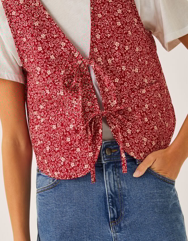 Felipa Floral Print Waistcoat, Red (RED), large