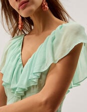 Aimee Floral Print Ruffle Maxi Dress, Green (SAGE), large