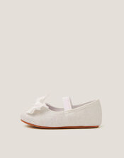 Baby Bow Glitter Walker Shoes, Ivory (IVORY), large