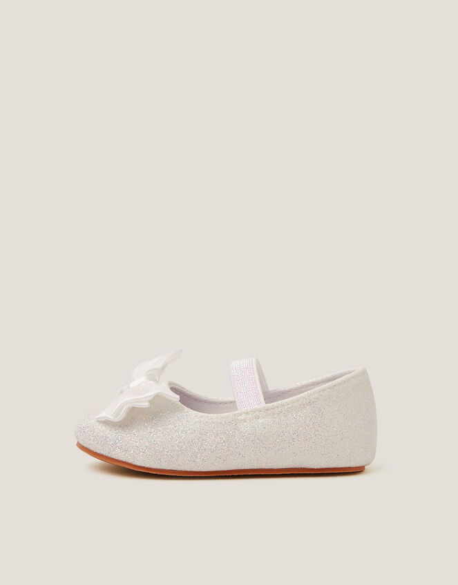Baby Bow Glitter Walker Shoes, Ivory (IVORY), large