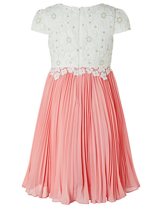 Freya Crochet Lace Dress with Pleated Skirt