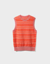 East Becky Alpaca and Cashmere Fairisle Tank, Orange (ORANGE), large
