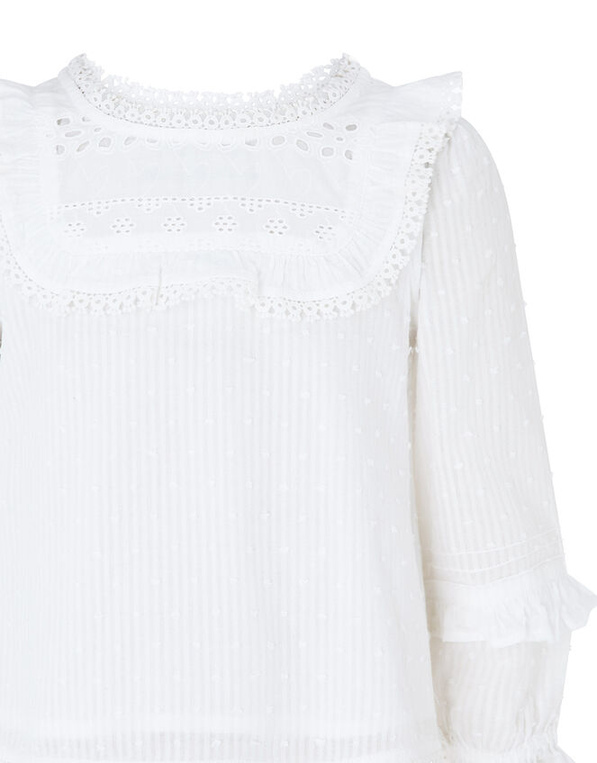 Woven Prairie Blouse in Pure Cotton, Ivory (IVORY), large
