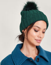 Knit Bobble Hat, Teal (TEAL), large