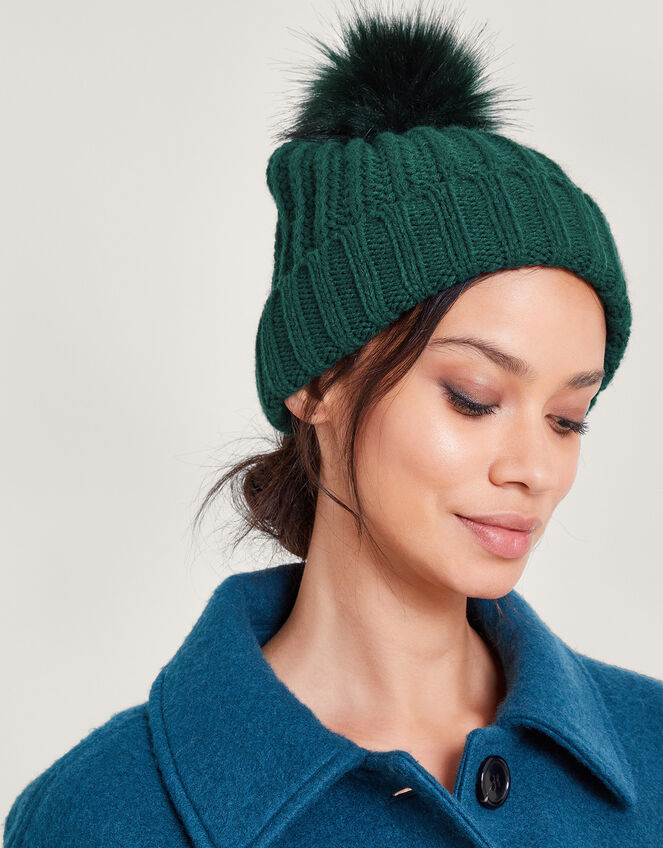 Knit Bobble Hat, Teal (TEAL), large