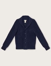 Shawl Collar Cardigan, Blue (NAVY), large