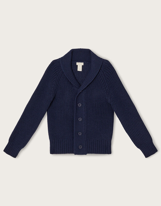 Shawl Collar Cardigan, Blue (NAVY), large