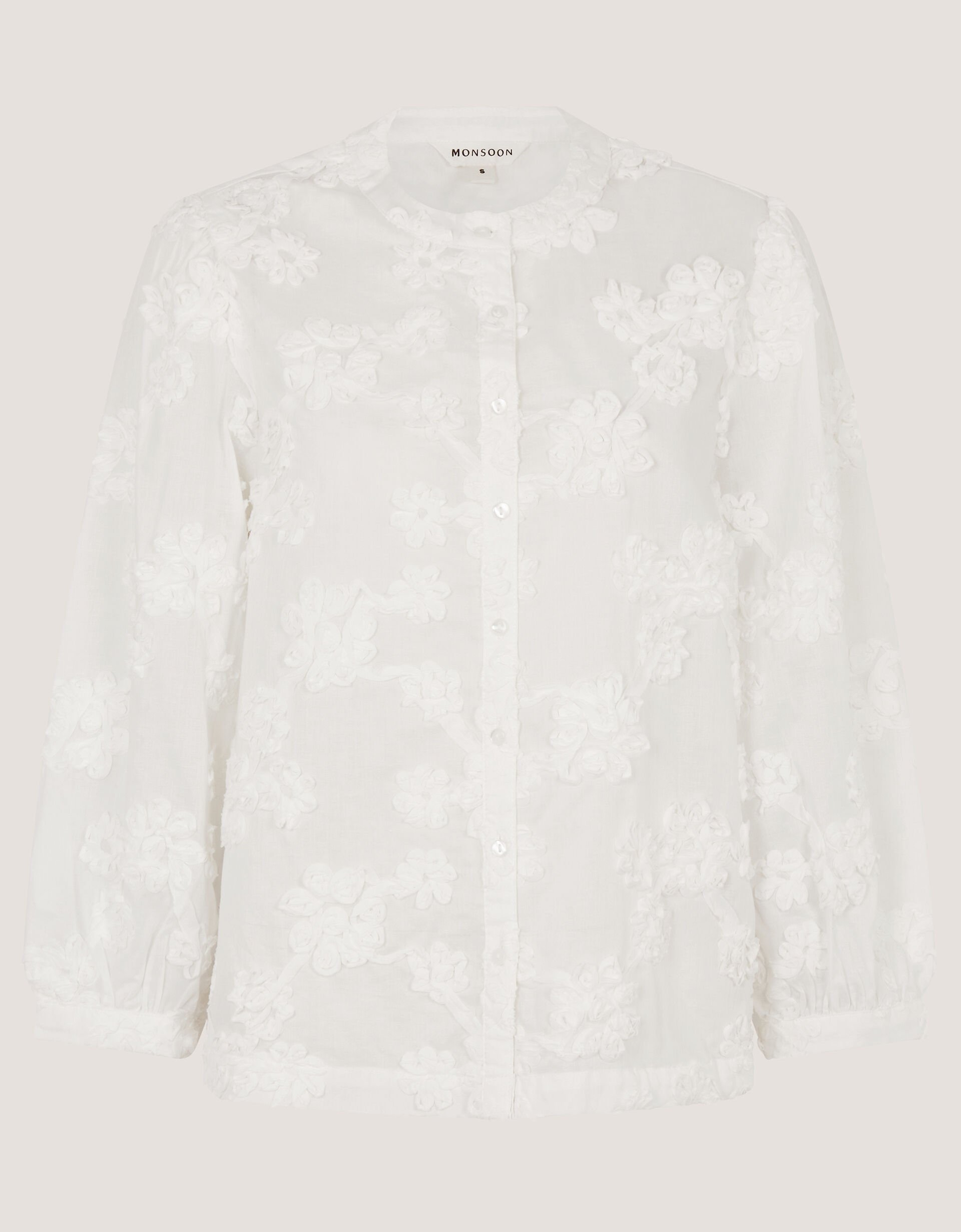 Blair Floral Embroidered Blouse, White (WHITE), large