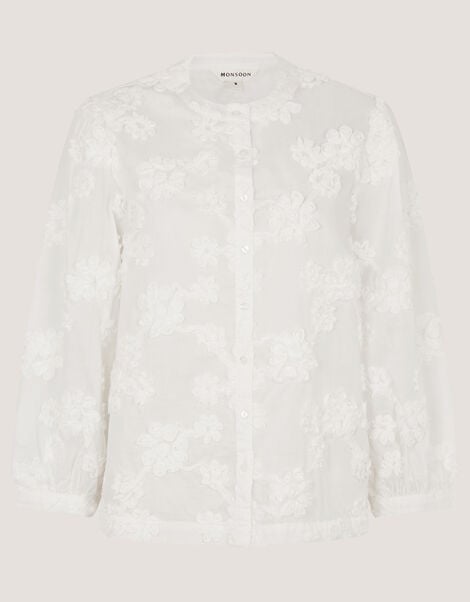 Blair Floral Embroidered Blouse, White (WHITE), large