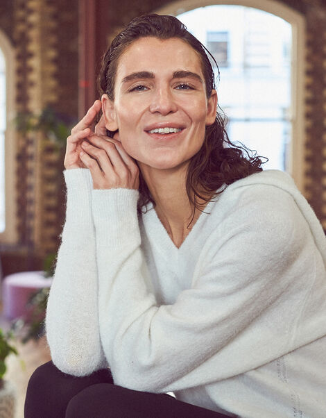 LOUNGE Lola Hooded Jumper Ivory, Ivory (IVORY), large