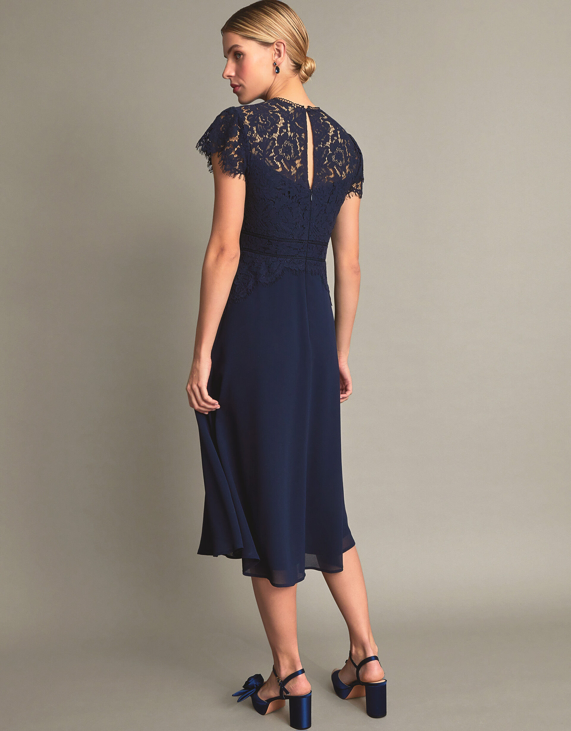 Navy lace midi dress hotsell