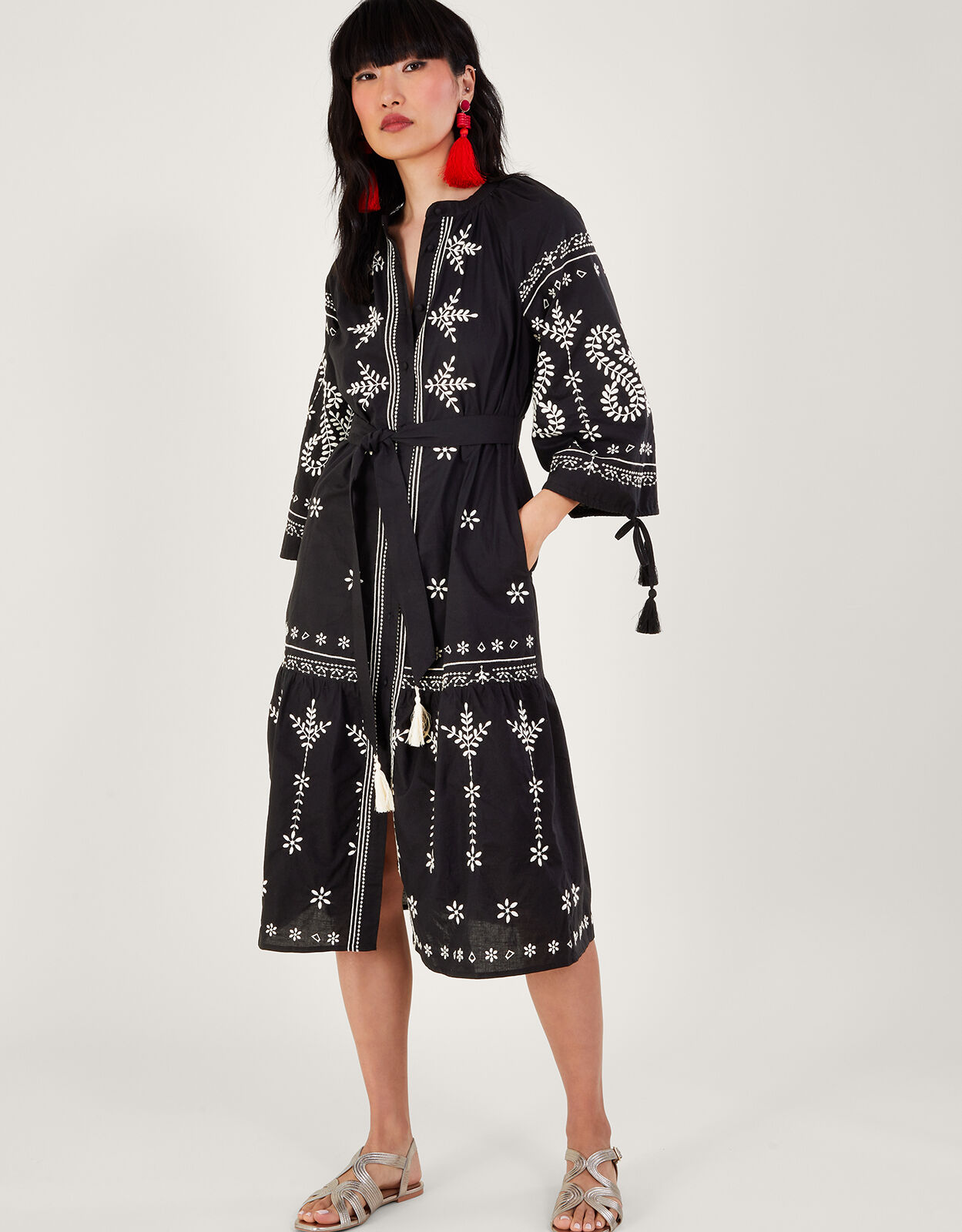 Monsoon black top embroidered dress