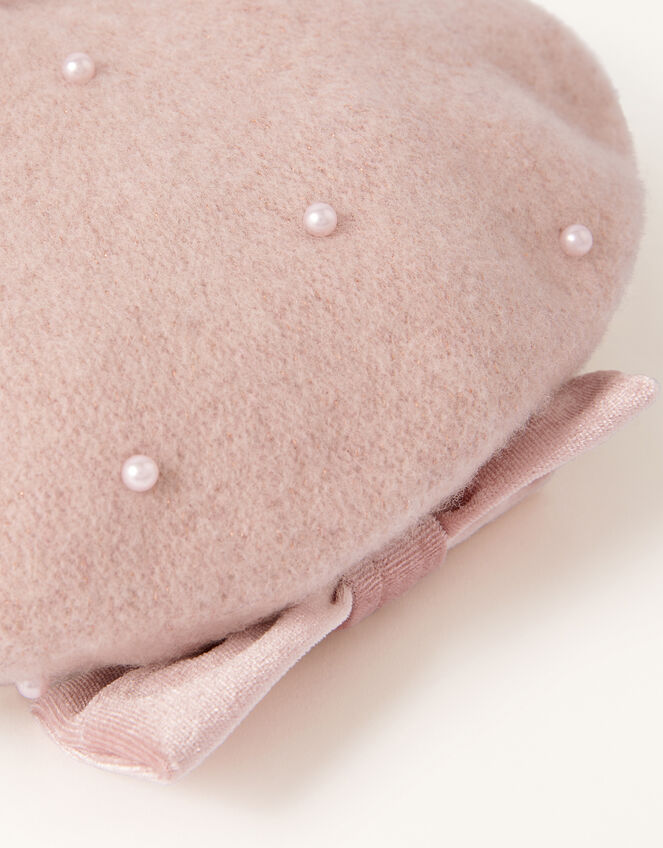 Amelie Beret in Pure Wool, Pink (PINK), large