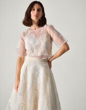 Rosie Lace Floral Bridal Top, Ivory (IVORY), large