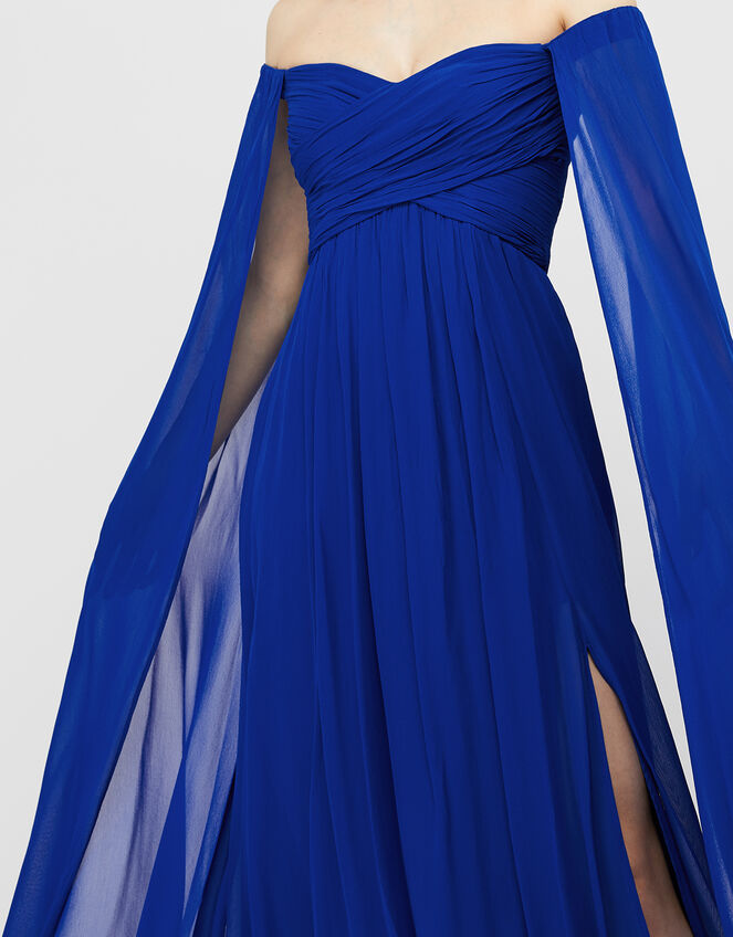 Lucie Bardot Chiffon Maxi Dress, Blue (BLUE), large