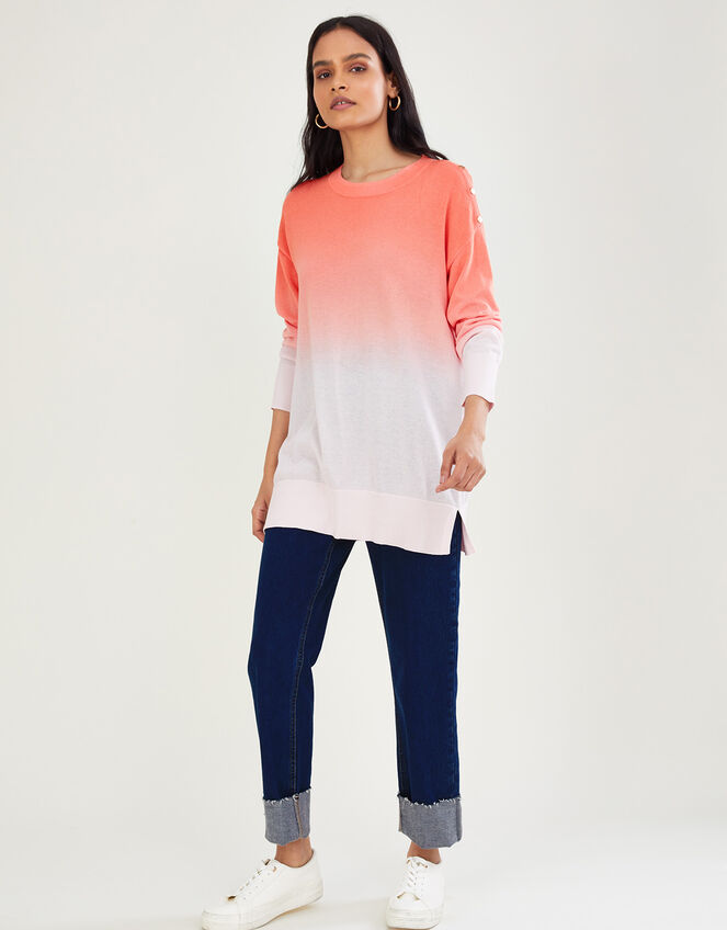 Dip Dye Sweater with Sustainable Viscose, Orange (CORAL), large