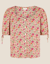 Button Through Smock Jersey Top, Ivory (IVORY), large