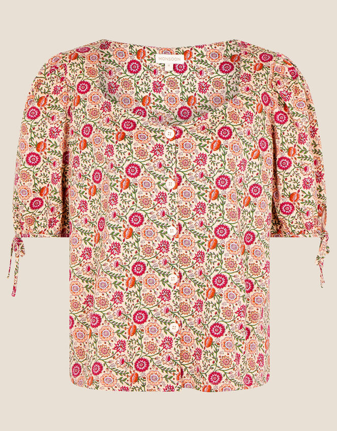 Button Through Smock Jersey Top, Ivory (IVORY), large