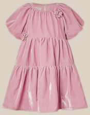 Baby Leila Corsage Velvet Party Dress, Pink (PINK), large