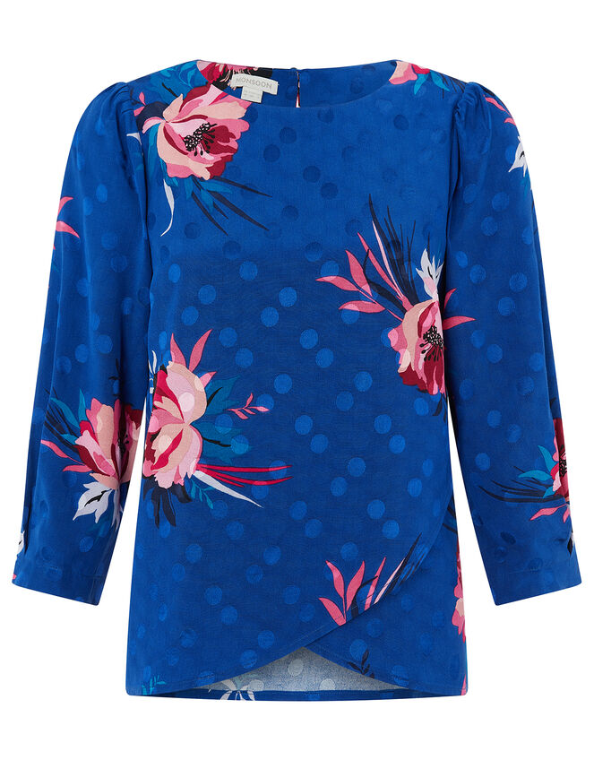Janice Floral Print Blouse, Blue (NAVY), large