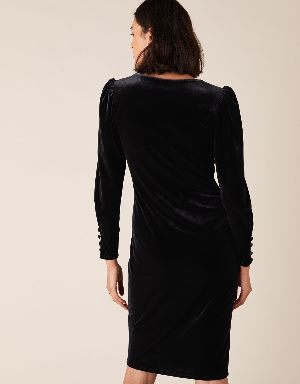 Emily Stretch Velvet Shift Dress Black Day Dresses Monsoon Global
