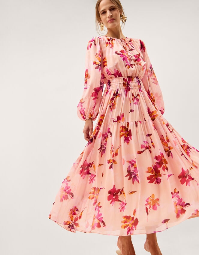 Mabel Long Sleeve Floral Maxi Dress, Pink (PINK), large