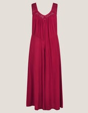 Rachel Sleeveless Culotte Jumpsuit, Red (BURGUNDY), large