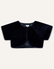 Faux Fur Shrug, Blue (NAVY), large