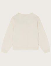 Floral Embroidered Pointelle Cardigan, Ivory (IVORY), large